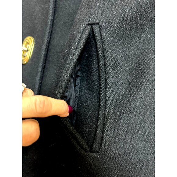 Vintage Billi by Billycoat Long Black Wool Overcoat Hooded Heavy Made in USA XL - Picture 14 of 16